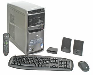 Gateway GM5066B desktop computer setup with matching keyboard, mouse, remote control, and speakers displayed on a white background.