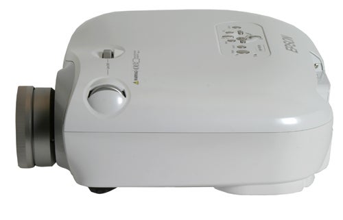 Epson EMP-TW700 HD projector with focus ring and control panel visible, isolated on a white background.