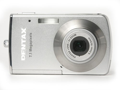 A Pentax Optio M30 digital camera with a 7.1 megapixels label and a lens with a 3x zoom, displayed on a white background.