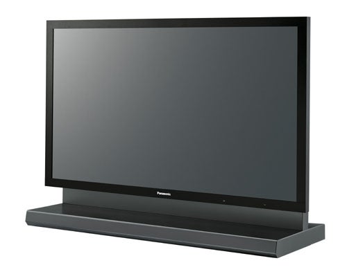 Panasonic TH-103PF9 103-inch plasma television displayed on a simple stand with a dark gray bezel and Panasonic branding on the bottom.