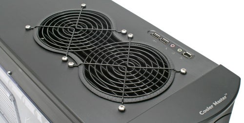 Close-up of the Scan 3XS OC-GTS Gaming PC's cooling system.