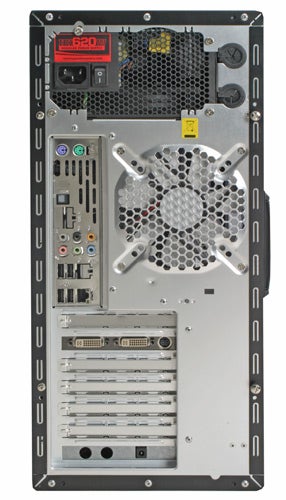 Rear view of Scan 3XS OC-GTS Gaming PC showing ports and components.