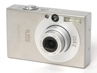 A Canon Digital IXUS 70 compact digital camera with a 3x zoom lens and 7.1-megapixel resolution, displayed on a neutral background.