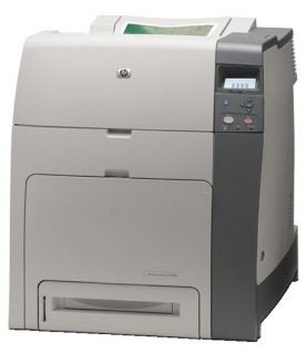 HP Color LaserJet CP4005n printer with control panel and paper tray.