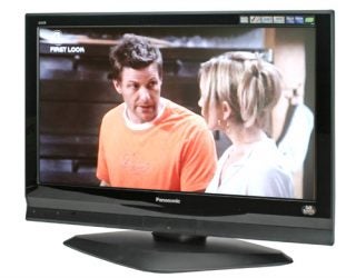 Panasonic Viera TH-37PX70 37-inch Plasma TV displaying a scene from a television show, featuring two characters in conversation.