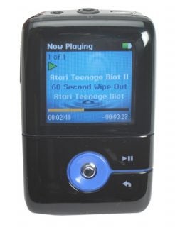 Creative Zen V Plus 8GB MP3 player with a blue circular navigation pad, displaying the 