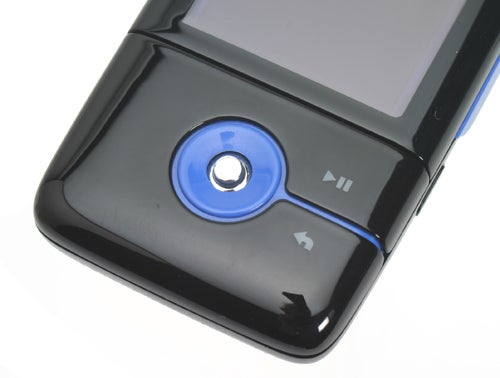 Close-up of a Creative Zen V Plus 8GB MP3 player focusing on the navigation controls and part of the screen.