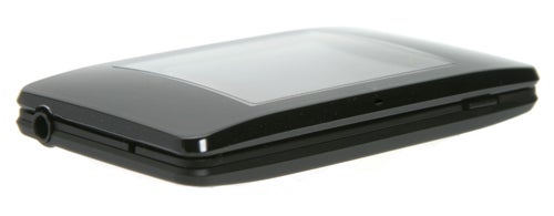 A side profile image of the iRiver clix 2 4GB MP3/Media Player, showing its slim black design with a large screen on the front and minimal buttons.