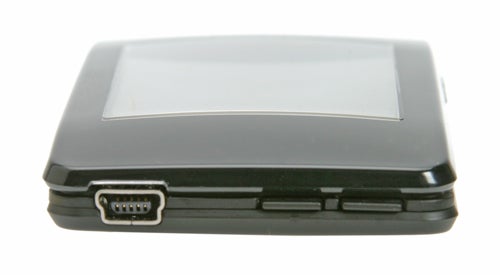 iRiver clix 2 4GB MP3/Media Player on a white background, showing the screen and side buttons with the USB connector port visible.