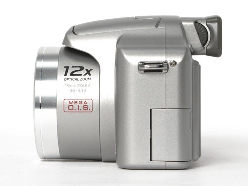 Panasonic Lumix DMC-FZ8 digital camera with 12x optical zoom and MEGA O.I.S. feature, displayed on a plain background.