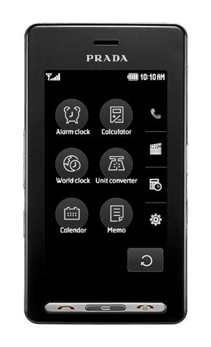 LG Prada KE850 phone displaying main menu icons.