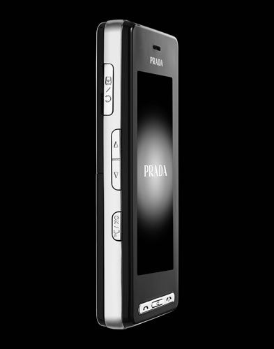 Black LG Prada KE850 smartphone on a dark background.
