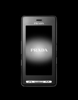 LG Prada KE850 mobile phone on a black background.