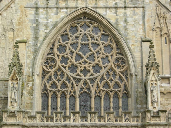 Gothic church window architecture detail.