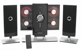 iLuv i9200 iPod Hi-Fi system with four speakers and remote.