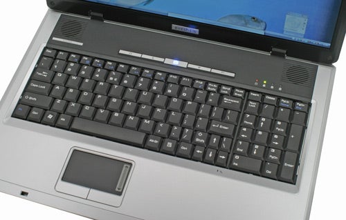 Evesham Zieo N500-HD laptop open showing keyboard and screen.