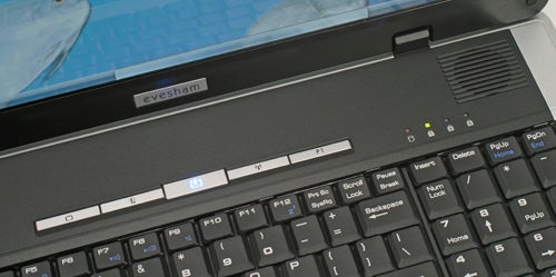 Evesham Zieo N500-HD laptop keyboard and screen detail.