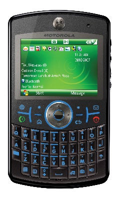 Motorola Q9 Smartphone with Windows Mobile screen displayed.