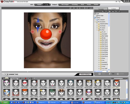 Screenshot of CrazyTalk 4 software interface with animated face.