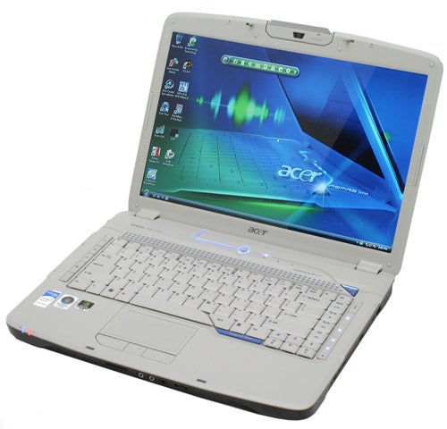 Acer Aspire 5920 laptop opened displaying screen and keyboard.