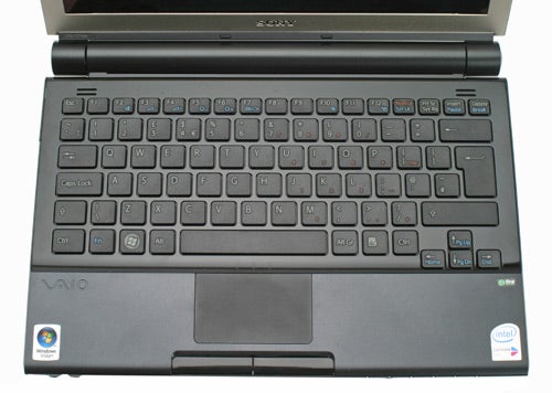 Sony VAIO VGN-TZ11MN laptop keyboard and touchpad close-up