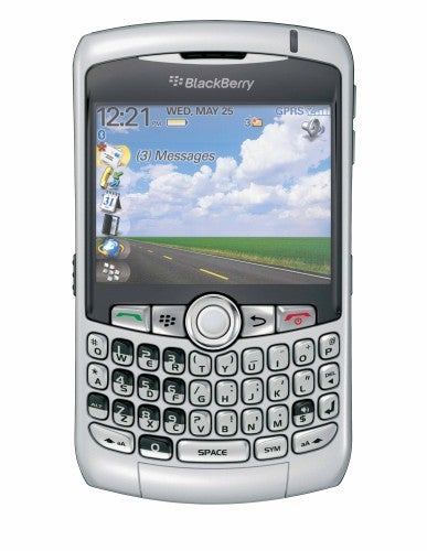 BlackBerry Curve 8300 smartphone with keyboard and screen display.