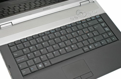 Sony VAIO VGN-FZ11L laptop keyboard and touchpad closeup.