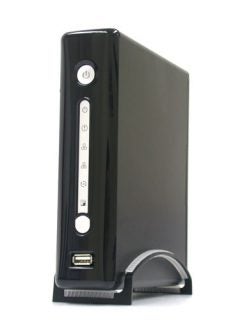 Thecus N1200 network storage device standing upright.