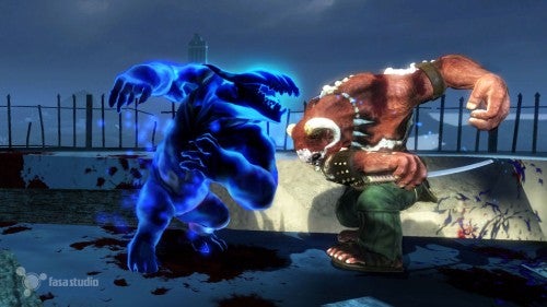 Shadowrun game screenshot showing magical combat between two characters.