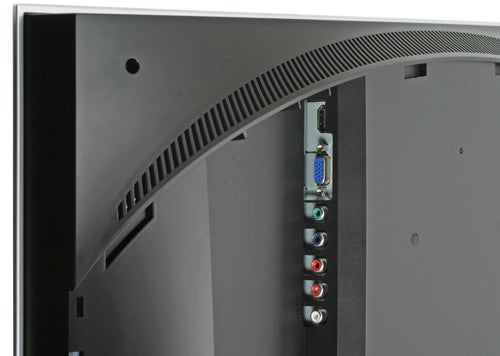 Close-up of ViewSonic VX2435wm monitor's connectivity ports.