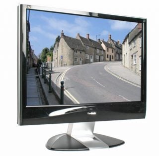 ViewSonic VX2435wm 24-inch LCD monitor displaying street image.
