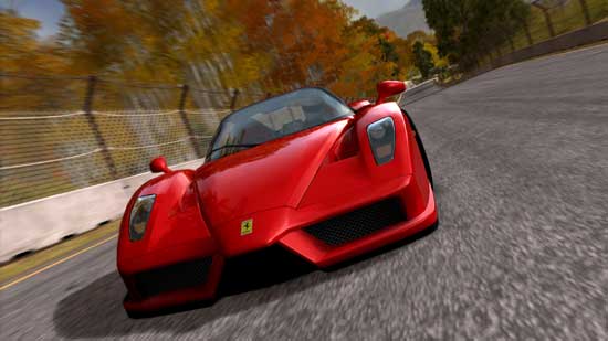 Screenshot of Ferrari racing in Forza Motorsport 2 game.