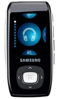 Samsung YP-T9 MP3 player with display screen and controls.