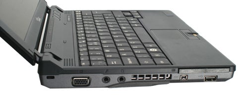 Side view of Fujitsu Siemens Lifebook P7230 laptop ports.
