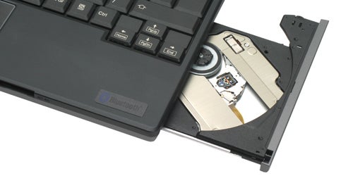 Fujitsu Siemens Lifebook P7230 with open optical drive.