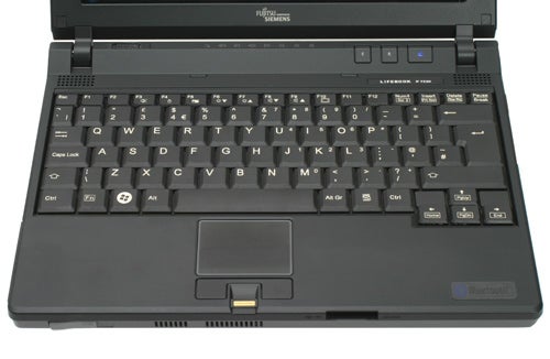 Fujitsu Siemens Lifebook P7230 laptop keyboard and touchpad close-up.