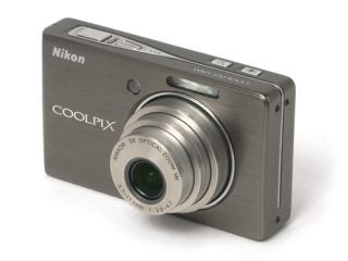 Nikon CoolPix S500 camera on white background.