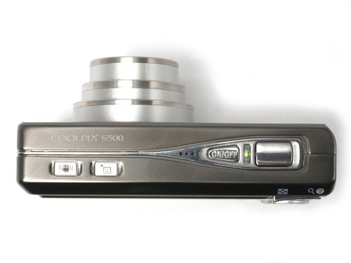 Nikon CoolPix S500 camera on a white background.