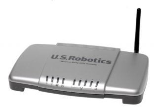 U.S. Robotics Wireless MAXg ADSL2+ modem router on white background.