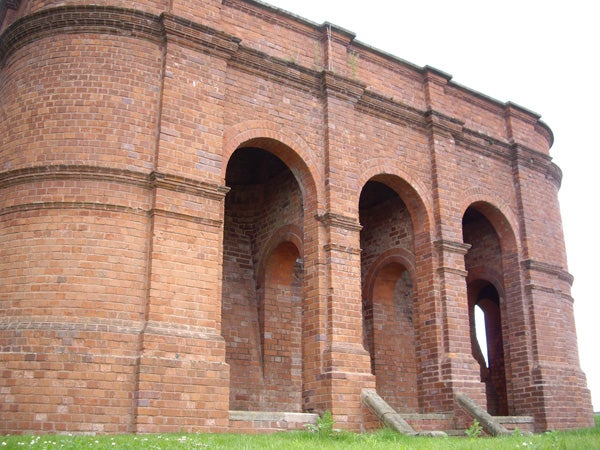Photo taken with Pentax Optio A30 of brick archway structure.