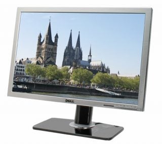 Dell UltraSharp 2707WFP 27-inch monitor displaying a cityscape.