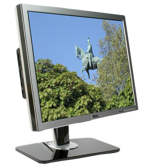 Dell UltraSharp 2707WFP 27-inch LCD monitor displaying a horse statue.