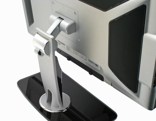 Dell UltraSharp 2707WFP monitor showing its stand and rear ports.