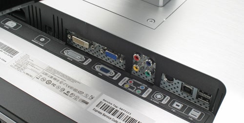 Close-up of Dell UltraSharp 2707WFP monitor's connectivity ports