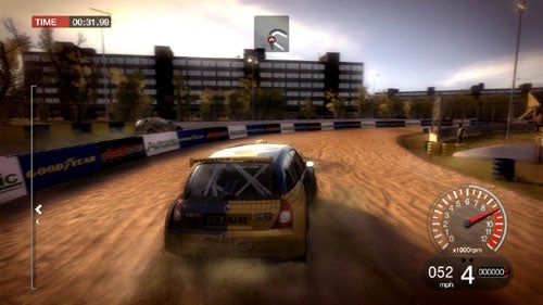 Screenshot of Colin McRae: DiRT video game rally race.
