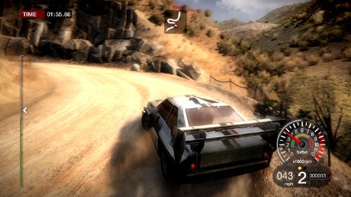 Screenshot from Colin McRae: DiRT video game showcasing rally car and track.