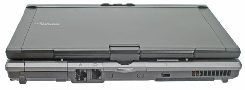 Fujitsu-Siemens Lifebook P1610 closed tablet PC showing ports.