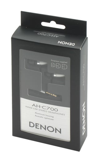 Denon AH-C700 earphones in retail packaging.