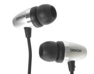 Denon AH-C700 earphones with black and silver design.