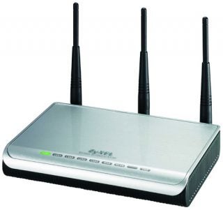 ZyXEL NBG-415n Wireless Router with three antennas.